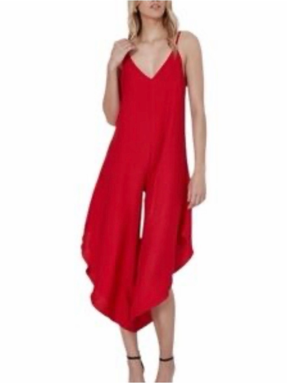 MSK Red Draped Wide-Leg Jumpsuit